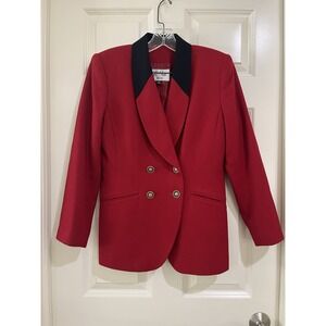 VTG Le Suit women 100% wool red blazer size 4P